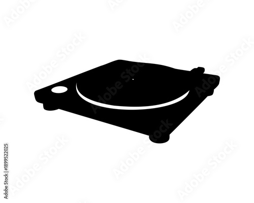 Stylized Black Silhouette of a Vintage Vinyl Record Player Turntable
