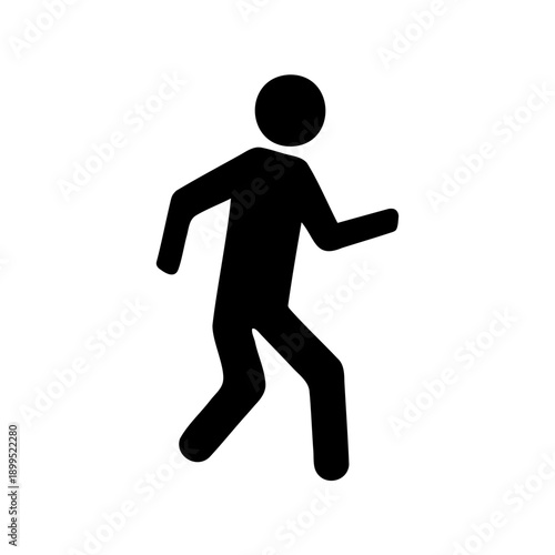 Silhouette of a walking or running human figure on white background