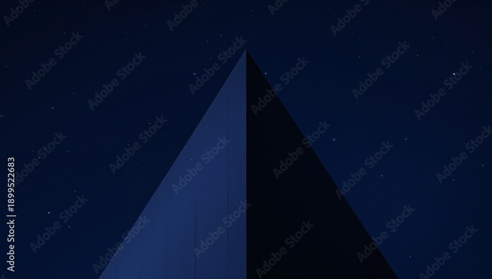 Fototapeta premium Pyramid Shape Rises Into the Clear Night Sky Filled With Stars and Darkness
