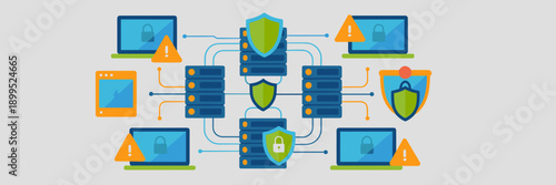 Computer network security infographic – Perfect for system administration, hosting services, or tech marketing.