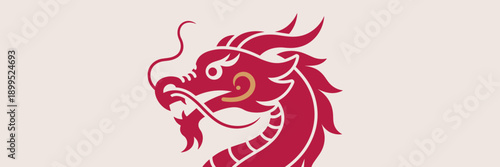 Red dragon head illustration – Great for Chinese New Year posters, cultural events, or graphic assets.