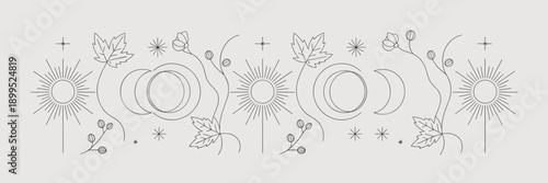 Spring equinox celestial line art – Great for seasonal greetings.