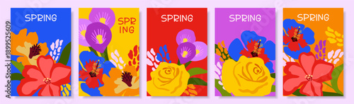 A set of abstract spring backgrounds in Art Nouveau style for spring cards, holidays, greetings, packaging, and advertising.