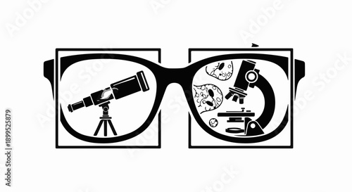 Vision of discovery through scientific instruments, symbolizing exploration and curiosity.