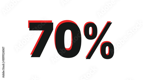 Bold black seventy percent text with a red offset shadow effect creating a dynamic visual for retail discount posters and promotional material.