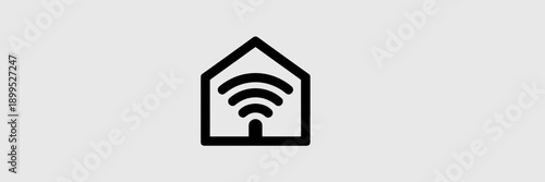 House silhouette with wireless signal icon - Great for IoT startups, connectivity apps, or smart device installation guides.