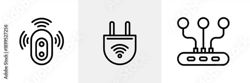 Smart home installation item icons set - Ideal for technical manuals, app interfaces, or smart home product catalogs.