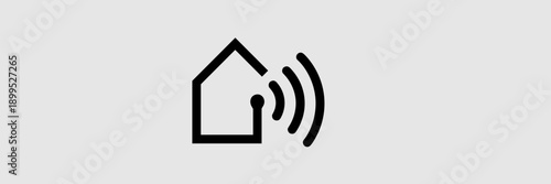 Geometric smart house icon with signal lines – Suitable for home tech apps, automation professionals, or digital communication marketing.
