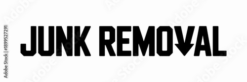 Junk Removal text logo with arrow symbol – Great for disposal services, waste management apps, or professional moving companies.