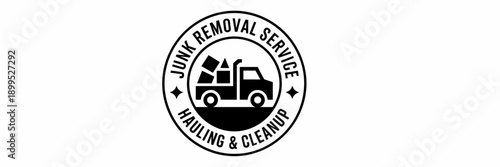 Stylized truck and debris service emblem – Great for logistics companies, trash removal businesses, or recycling centers.