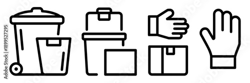 Junk removal and waste management icon set – Perfect for service brochures, instructional cleaning guides, or website navigation.