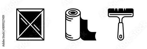 Window film installation tool icons – Perfect for training materials, service menu graphics, or technical illustrations.