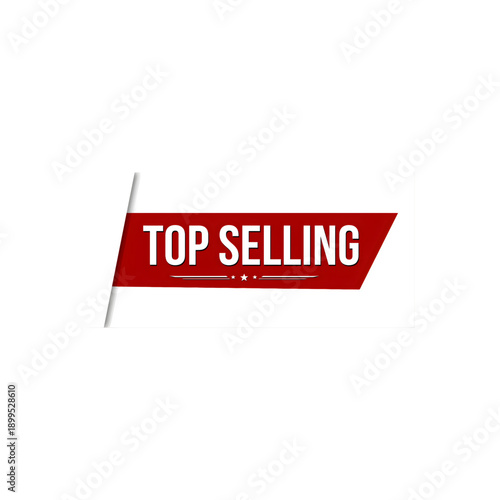 Red Top Selling Label with White Text on Transparent Background in Modern Minimalist Style for E-commerce Branding