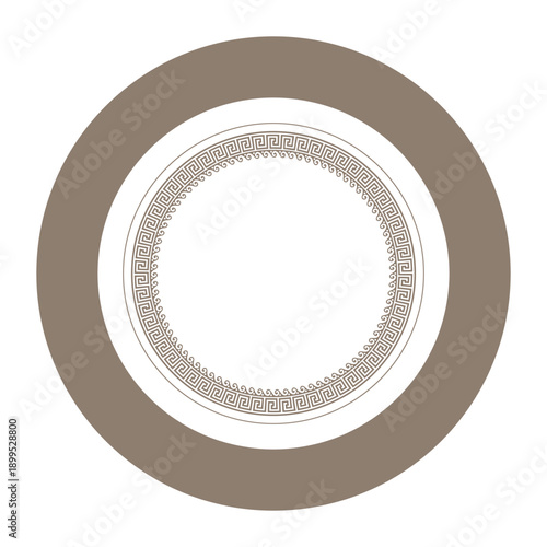 Traditional Round frame Greek key meander, Greek floral meander. For textiles, tile, embroidery, porcelain, ceramic, plate, paper, carpet, shawl, pillow, Mediterranean ceramic, porcelain. Vector