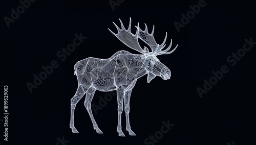 New Design of a Moose Created in a Wireframe Style Shows Detail and Structure