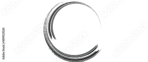 Tire track. Car, bike, motorcycle tyre mark with grunge effect isolated on white background. Wheel footprint on the road.