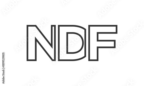 NDF logo design template with strong and modern bold text. Initial based vector logotype featuring simple and minimal typography. Trendy company identity.