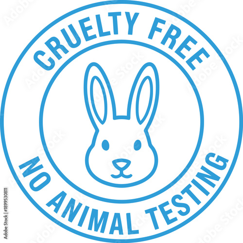 Cruelty Free No Animal Testing Badge with Bunny Icon for Ethical Vegan Cosmetics and Skincare Packaging