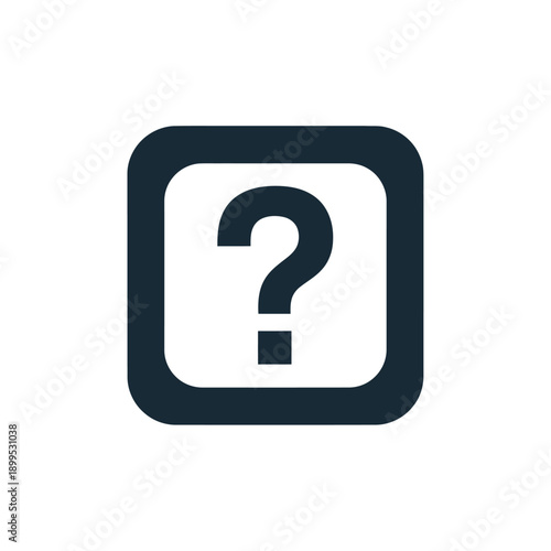 Question mark icon in a square box viewed from the front