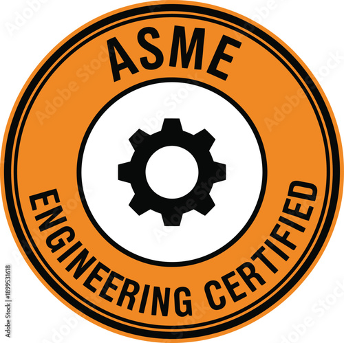 ASME Engineering Certified Badge Icon – Industrial Quality Assurance Certification Emblem Vector