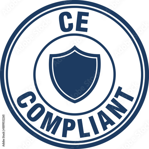 CE Compliant Badge Icon – Certified Product Safety and European Regulatory Approval Symbol