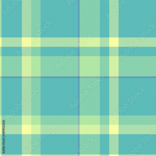 American tartan plaid check, pride texture textile fabric. Back to school background pattern vector seamless in teal and lime colors.