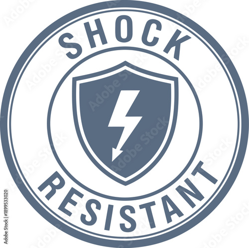 Shock Resistant Badge Icon with Shield and Lightning Bolt for Durable Product Labeling