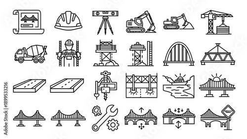 Construction icons and tools set.