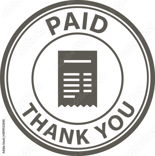 Paid Invoice Stamp Icon with Thank You Message for Business Receipts and Payment Confirmation