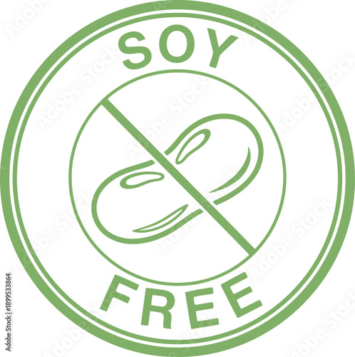 Soy Free Icon Badge – Allergen Free Food Label, Green Vegan Allergy Symbol for Packaging