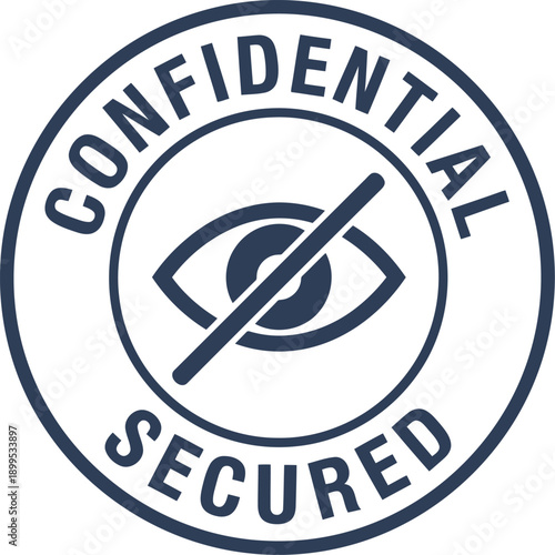 Confidential Secured Icon – Privacy Protection Symbol, Data Security Badge, No Viewing Sign