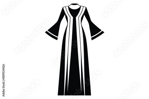kaftan maxi dress silhouette line art vector illustration