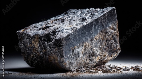 Raw yttrium, a newly extracted heavy rare earth element, is shown in its unprocessed metallic rock form; rough, oxide surfaces, gray-silver tones, and light soil remnants