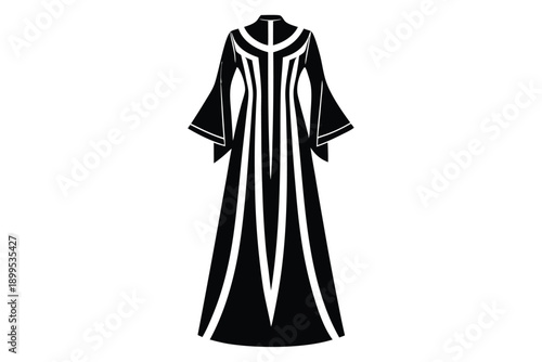 kaftan maxi dress silhouette line art vector illustration