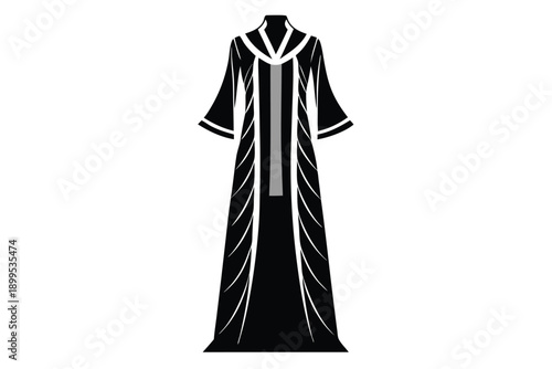 kaftan maxi dress silhouette line art vector illustration