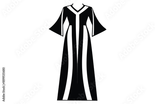 kaftan maxi dress silhouette line art vector illustration