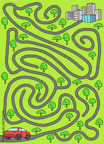 Car city maze graphic color sketch vertical illustration vector 