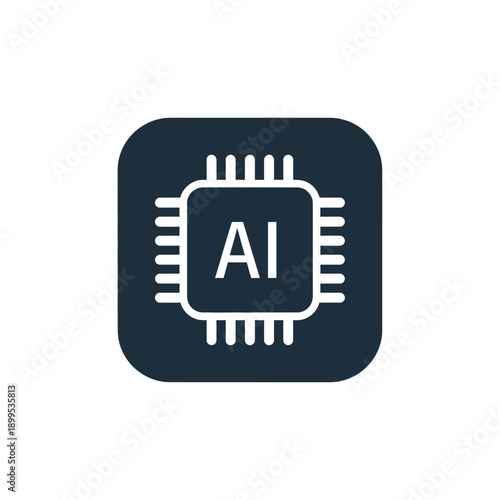 Artificial Intelligence Chip Icon on Dark Background Graphic Illustration