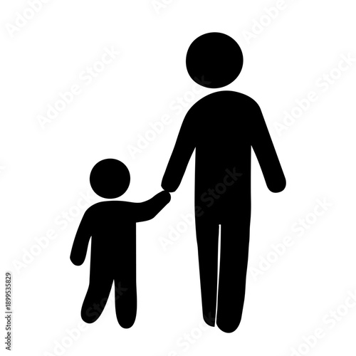 Adult holding child’s hand pictogram icon / parent and child / safety　子供と手をつなぐ大人のピクトグラムアイコン｜親子・安全・見守り