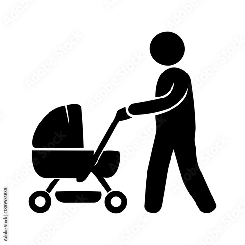 Person pushing stroller pictogram icon / parenting / childcare / baby
ベビーカーを押す人のピクトグラムアイコン｜子育て・育児・バリアフリー