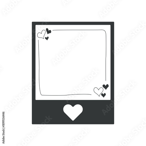 Hand Drawn Instant Photo Frame with Heart Illustrations
