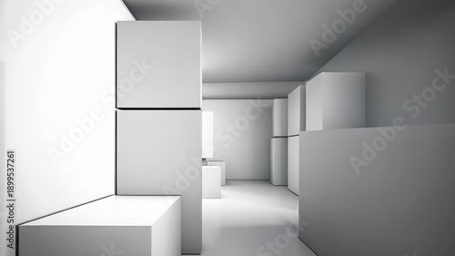 Wallpaper Mural White cubes are forming abstract architectural structures on a gray background Torontodigital.ca