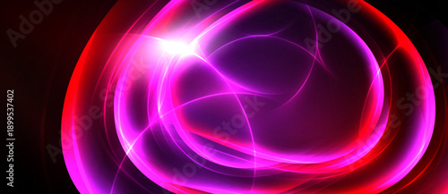 Bright abstract swirls, vibrant pinks, purples, reds dominate. Light source creates intense glow, dynamic energy radiates.