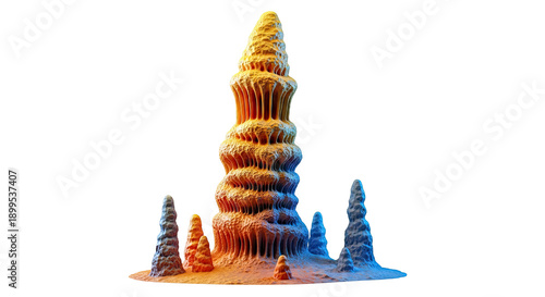Colorful 3D Rendered Stalagmites and Stalactites