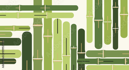Modern abstract bamboo pattern with varying green stalks minimalist graphic nature organic asian background texture