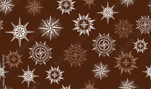 Compass Wind rose, compass pattern, hand drawn Illustration.	
