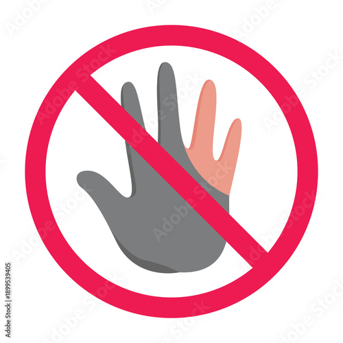 Forbidden sign with billiard glove hand icon, no billiard glove allowed sign, billiards accessory restriction icon, billiard glove prohibited symbol, vector illustration