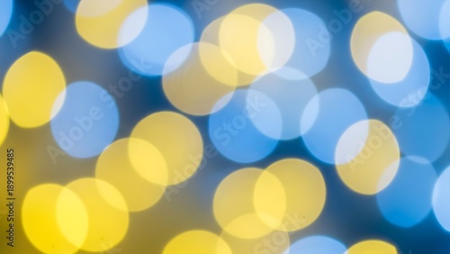 Yellow and blue bokeh lights on dark background yellow lights blue lights blurry circles