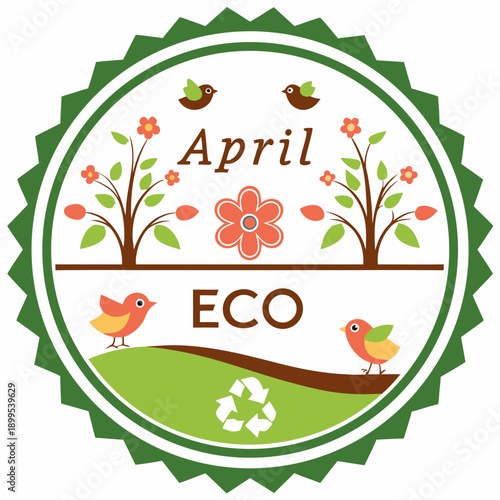 Celebrating eco-friendly initiatives in april with a green theme badge