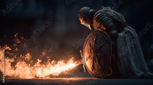 Knight with Shield by the River